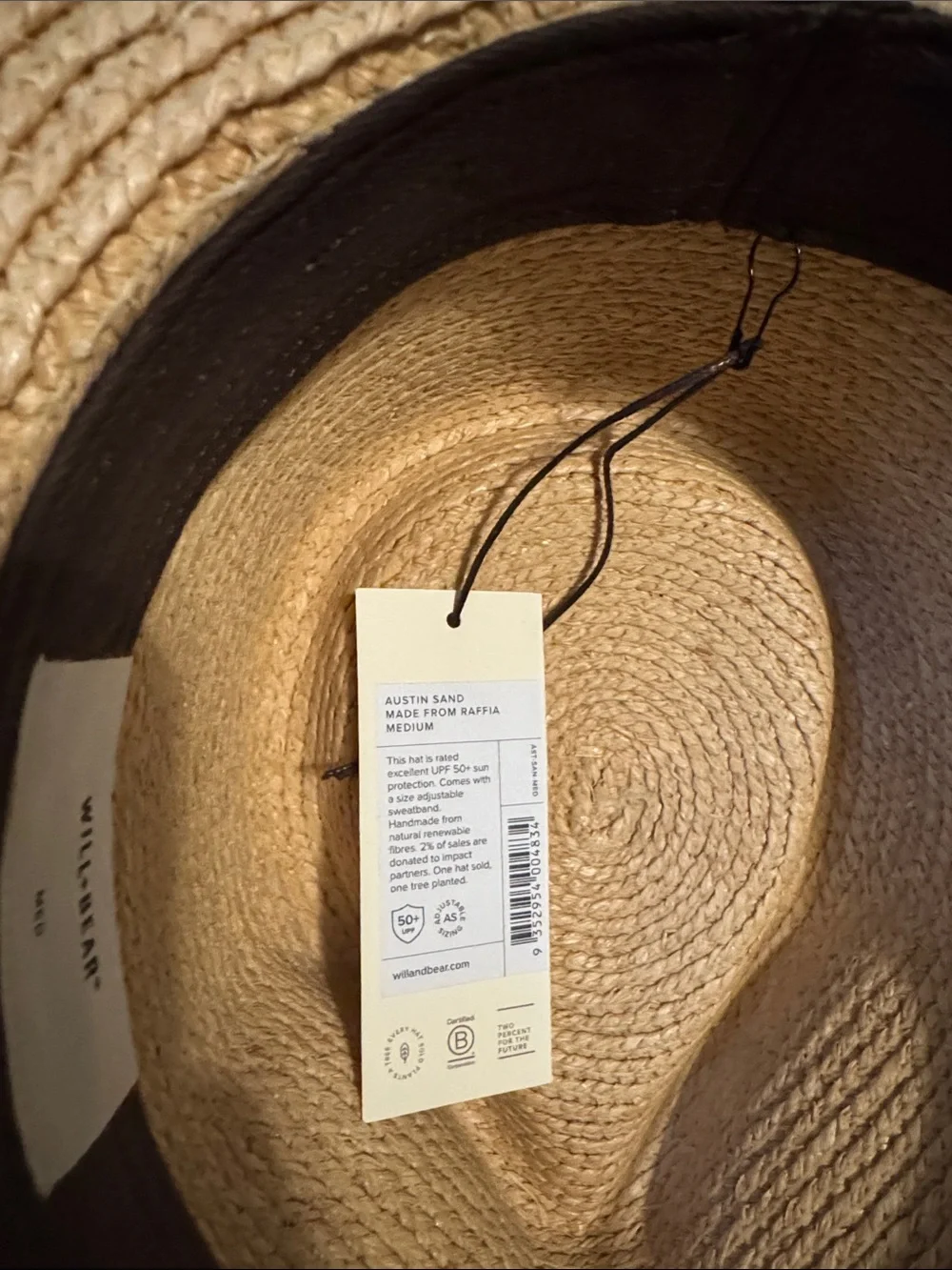 NWT Will Bear Wide Brim Straw Sun Hat - Natural Tan